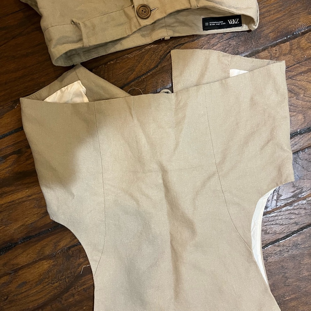 Zara Beige Strapless Top